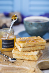 Belgian waffles with orange marmalade