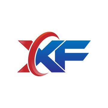 modern vector initial letters logo swoosh xf red blue