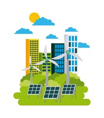 Obraz premium green city building environmental protection ecology concept vector illustration