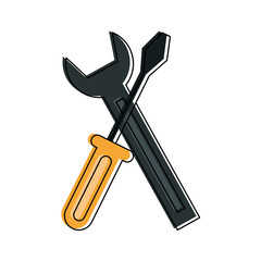 wrench spanner and screwdriver tool icon image vector illustration design