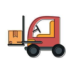 cardboard boxes with forklift industry icon image vector illustration design