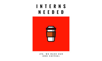 Interns Wanted! (Line Art in Flat Style Vector Illustration Design Template)