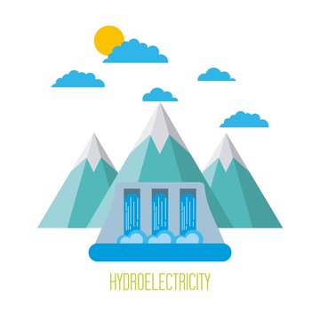 hydroelectricity ecological power energy clean vector illustration