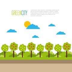 green city tree natural landscape environment vector illustration