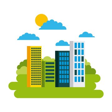 green city building environmental protection ecology concept vector illustration