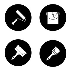 Painting tools glyph icons set