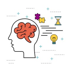 human head brain creative idea inspiration vector illustration