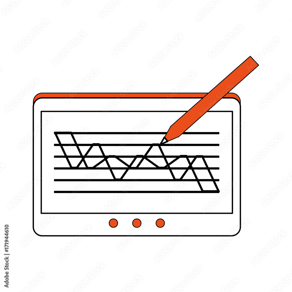 Poster graph chart on tablet screen icon image vector illustration design
