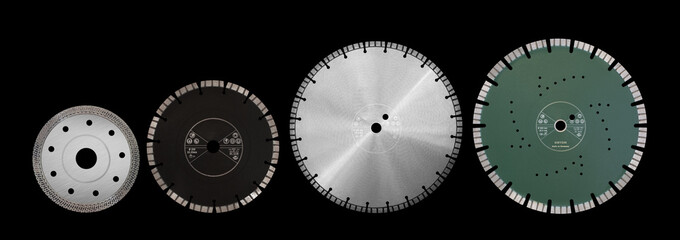 Fototapeta premium Cutting discs with diamonds - Diamond discs for concrete isolated on the black background