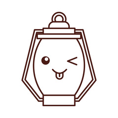 kawaii kerosene lamp camping cartoon vector illustration