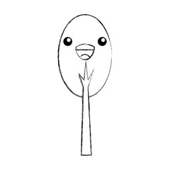 kawaii tree forest natural camping foliage vector illustration