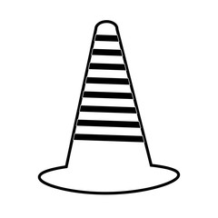 flat line monocromatic trafic cone  over white background vector illustration