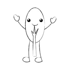 kawaii tree forest natural camping foliage vector illustration