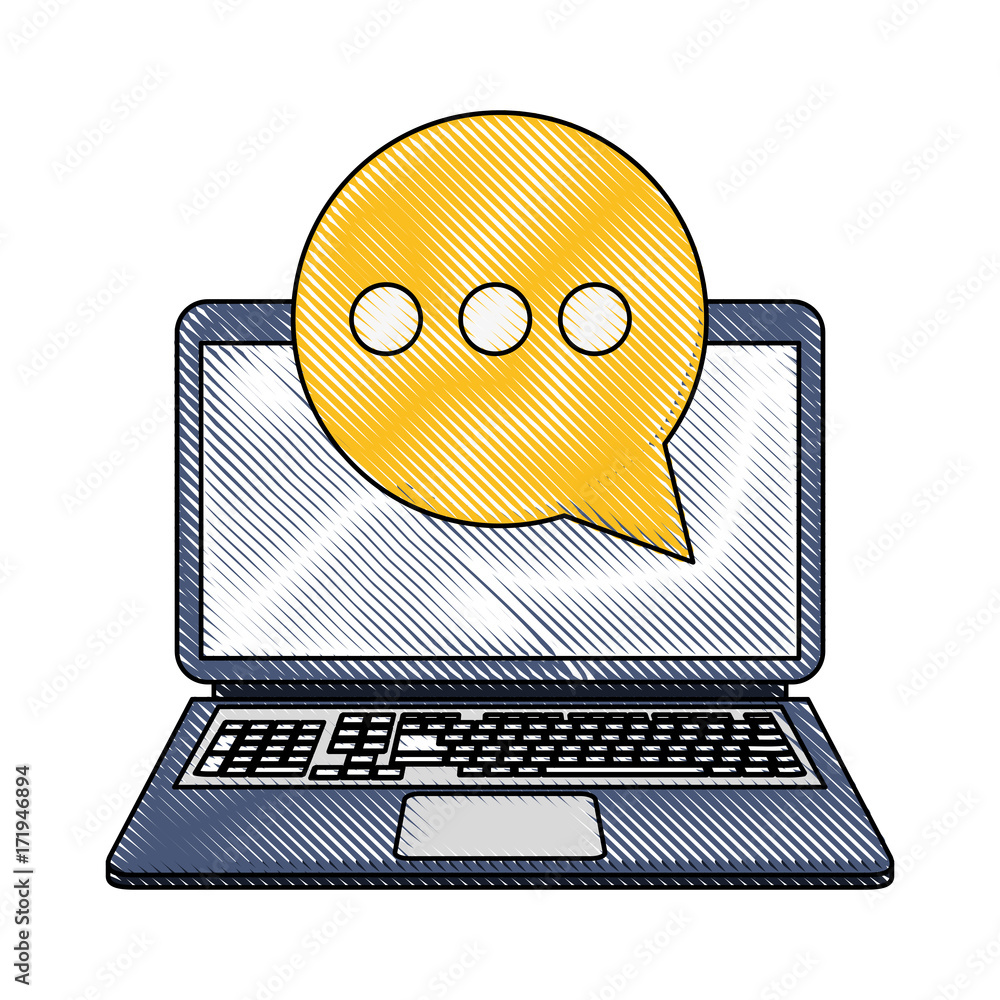 Poster computer instant message conversation icon image vector illustration design