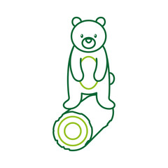 cute forest bear and wooden natural wildlife vector illustration