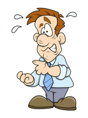 Scared Cartoon Man - vector clip-art illustration