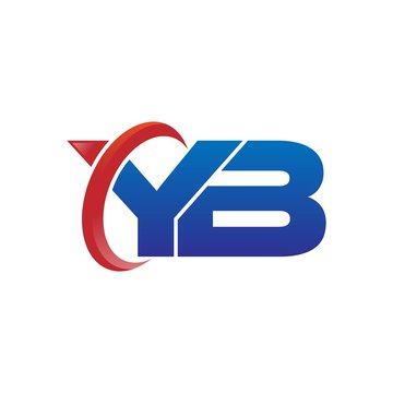 modern vector initial letters logo swoosh yb red blue