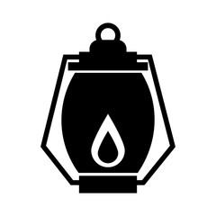 kerosene lamp light camping antique flat vector illustration