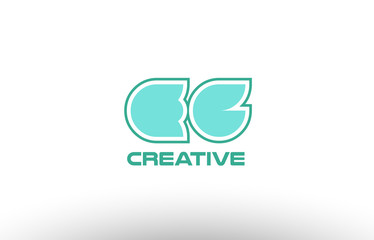 pastel green alphabet letter eg e g combination joint logo comany icon