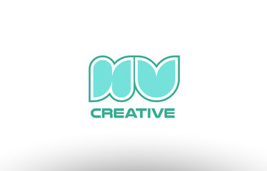 pastel green alphabet letter hv h v combination joint logo comany icon