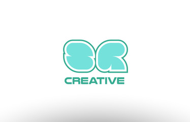 pastel green alphabet letter sr s r combination joint logo comany icon
