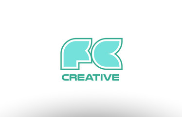pastel green alphabet letter fc f c combination joint logo comany icon