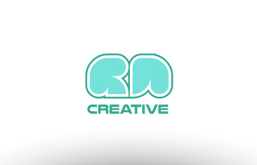 pastel green alphabet letter rn r n combination joint logo comany icon