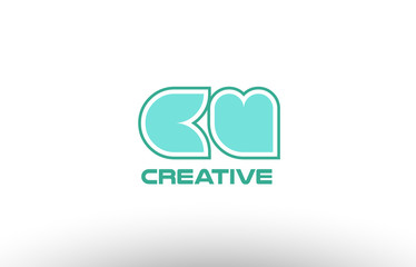 pastel green alphabet letter cu c u combination joint logo comany icon