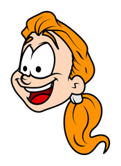 Laughing Cartoon Girl Face Expression