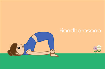 Yoga Cartoon Vector Pose - Kandharasana