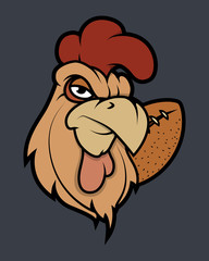 Rooster cock Mascot with Rugby Ball Vector © VectorShots