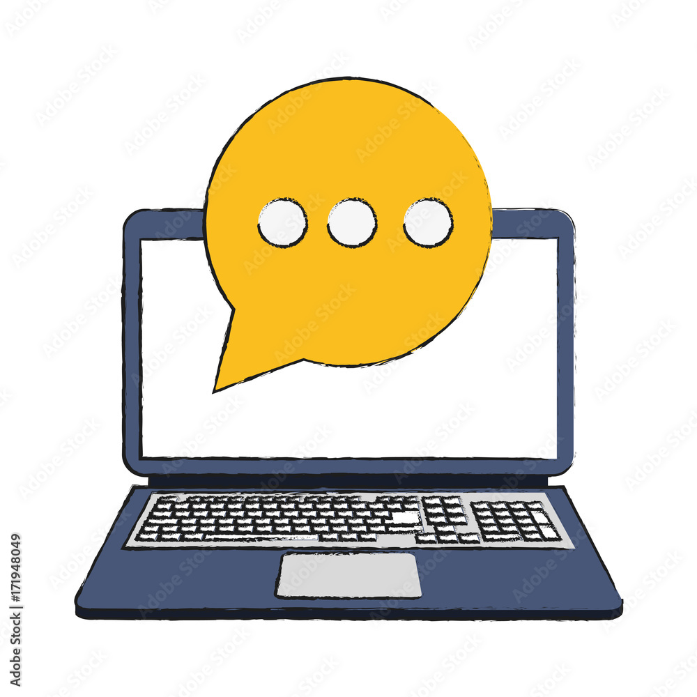 Poster computer instant message conversation icon image vector illustration design