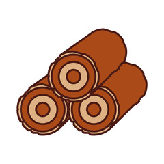 wooden camping material lumber firewood stump vector illustration