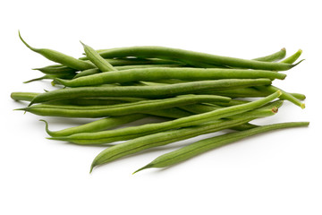 Green beans isolated on a white background.