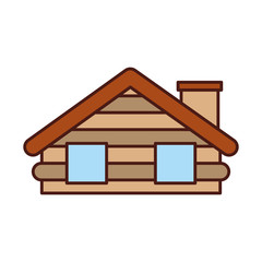 wooden cabin house chimney camp exterior vector illustration