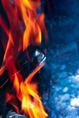 Close-up fire on black background
