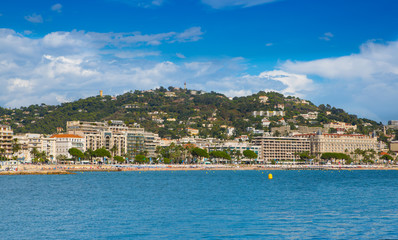 Fototapeta premium Cannes view from the sea. Italy