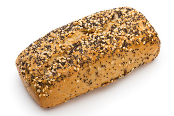 Freshly baked bread isolated on white background.