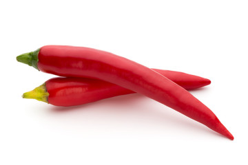 Red chilli pepper isolated on a white background.