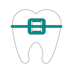 molar with braces dentistry icon image vector illustration design