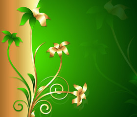 Golden Flowers Abstract Background