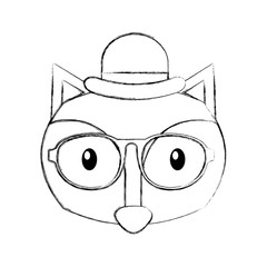 forest fox hipster with hat glasses vector illustration
