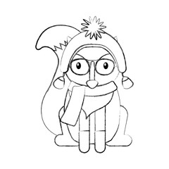 forest fox hipster with hat glasses vector illustration