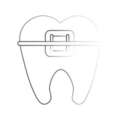 molar with braces dentistry icon image vector illustration design
