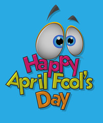 Surprised Cartoon Eyes - April Fool Day Vector Greeting