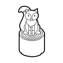 forest fox and wooden natural image vector illustration