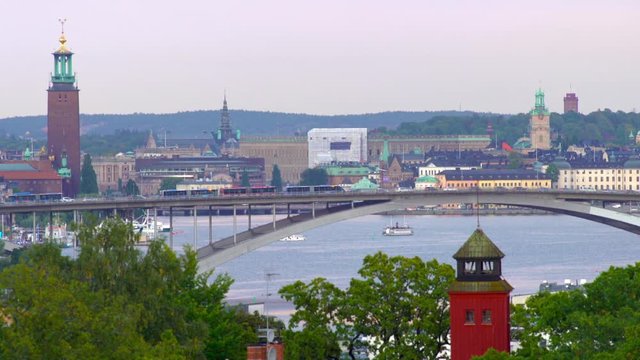 View of Stockholm seen from west showing Vasterbron (The west bridge) and Riddarfjarden