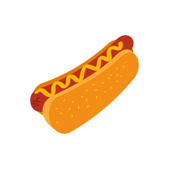 fast food hot dog sausage and mustard dinner vector illustration