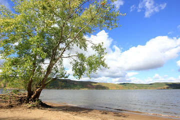 Fototapeta na wymiar on the banks of the Kama river