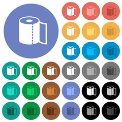 Paper towel round flat multi colored icons